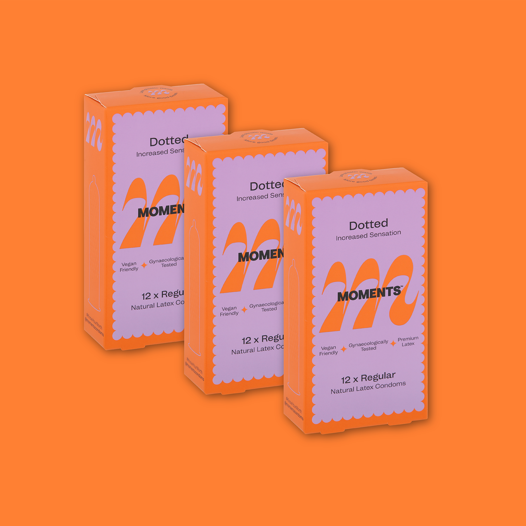 Moments Dotted condom pack in orange colour