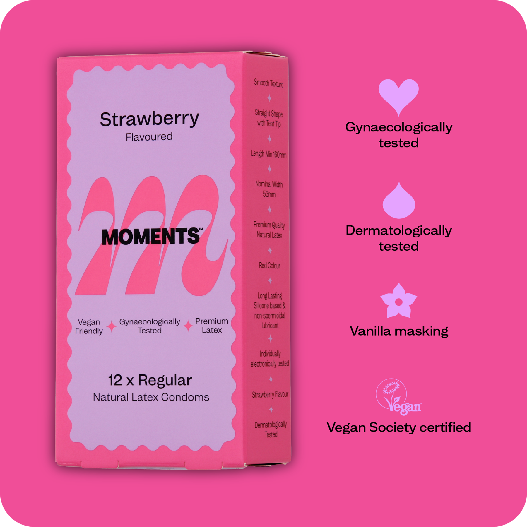 Moments Strawberry flavoured condom key USP