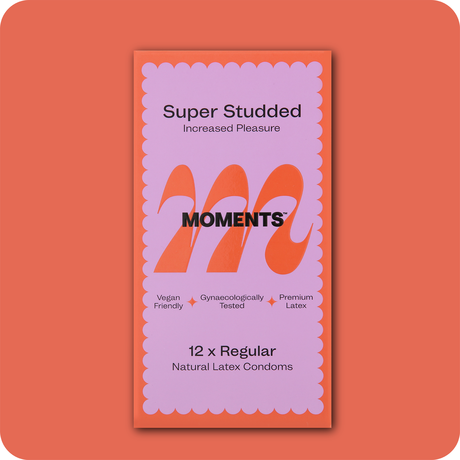 Moments Super Studded condom box with the product name prominently displayed